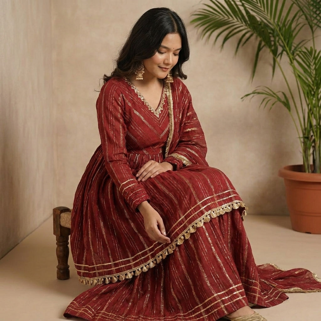 Designer Peplum Sharara Set with Dupatta for Women