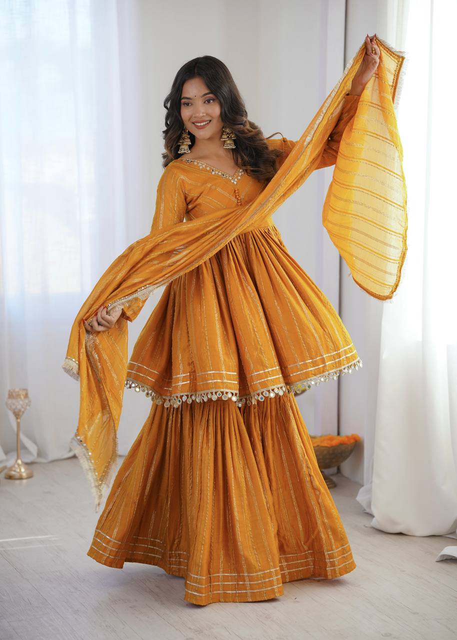 Designer Peplum Sharara Set with Dupatta for Women