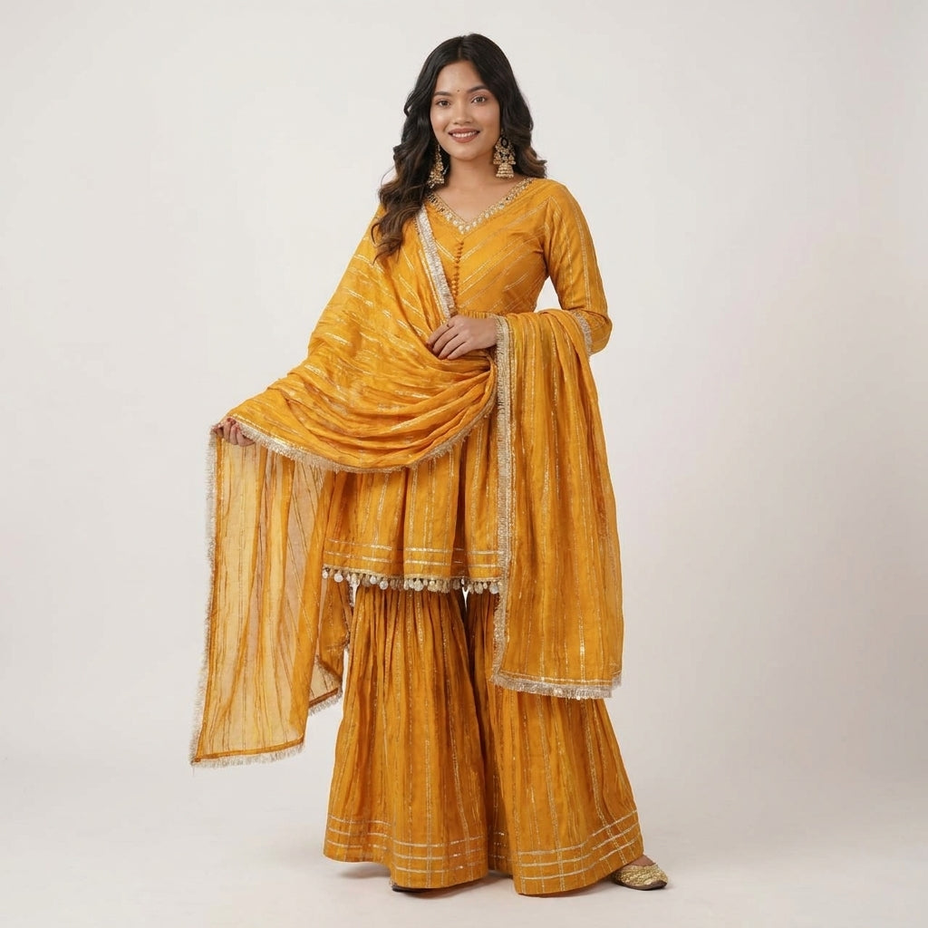 Designer Peplum Sharara Set with Dupatta for Women