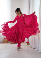 Designer Flared Anarkali Suit Set with Dupatta for Women