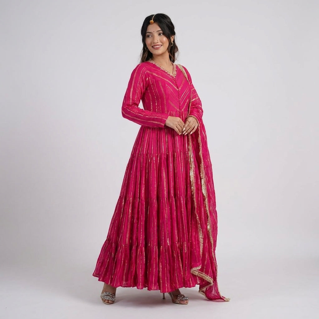 Designer Flared Anarkali Suit Set with Dupatta for Women