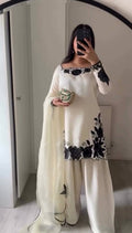 Elegant Floral Embroidered Palazzo Suit Set with Dupatta for Women