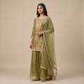 Elegant Embroidered Sharara Suit Set with Net Dupatta for Women