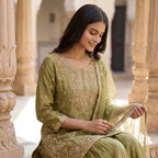 Elegant Embroidered Sharara Suit Set with Net Dupatta for Women
