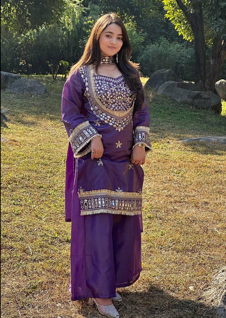 Royal Mirror Work Designer Palazzo Suit Set