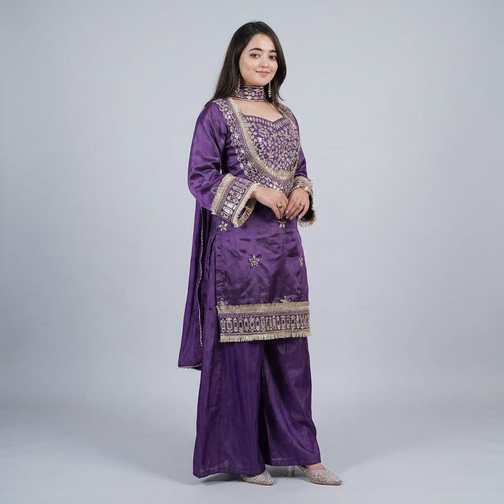 Royal Mirror Work Designer Palazzo Suit Set