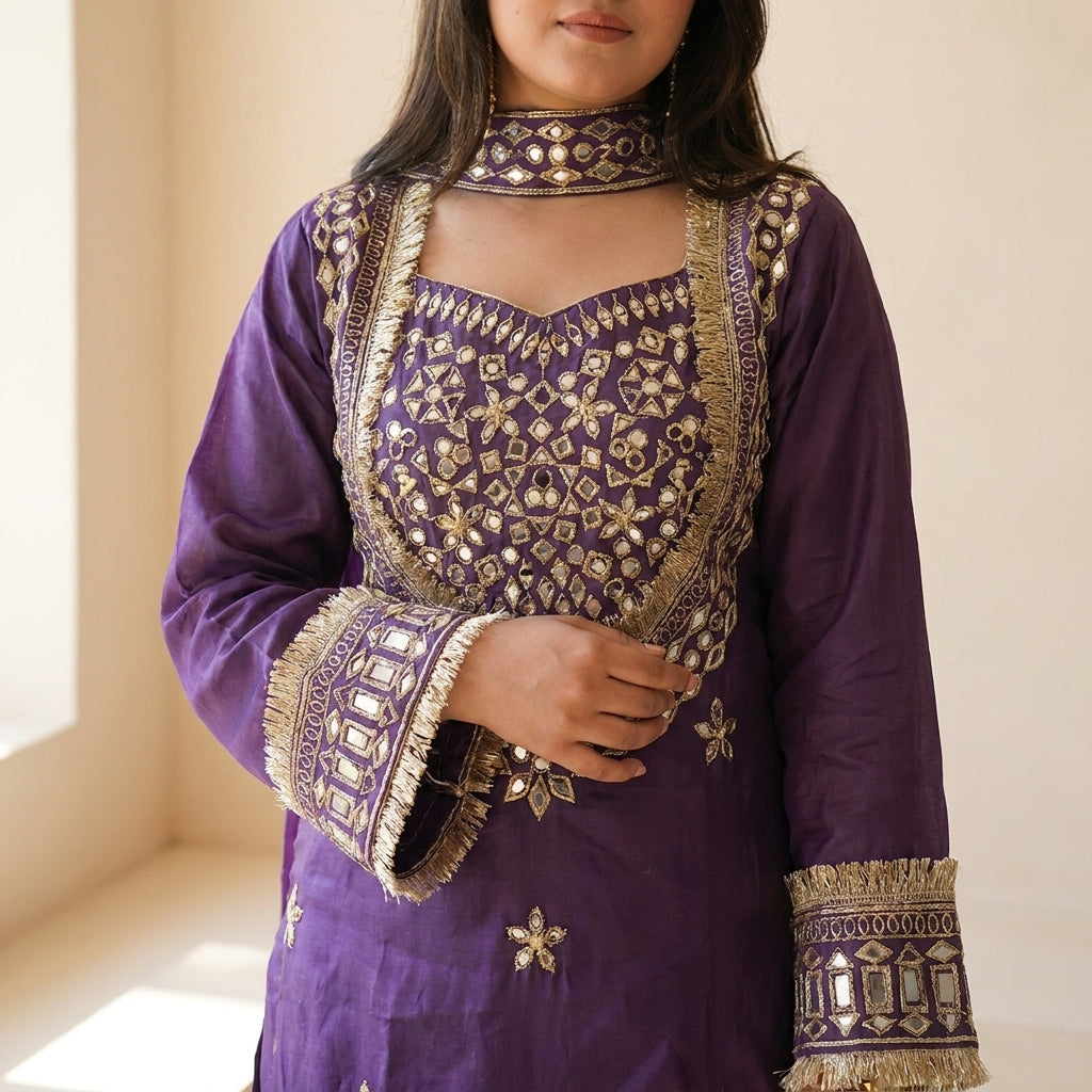 Royal Mirror Work Designer Palazzo Suit Set