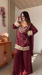 Royal Mirror Work Designer Palazzo Suit Set