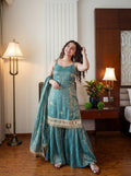 Teal Blue Designer Sharara Suit Set with Dupatta