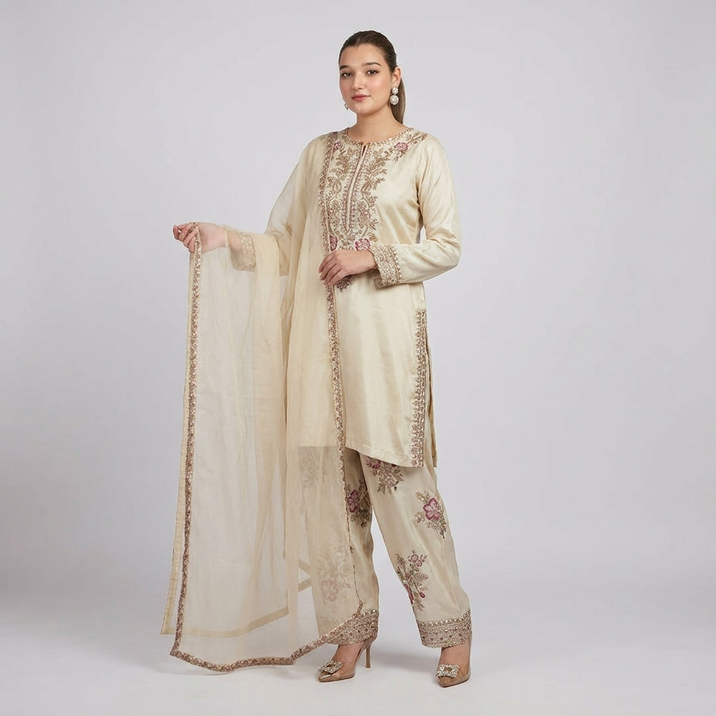 Designer Embroidered Ethnic Suit Set with Dupatta