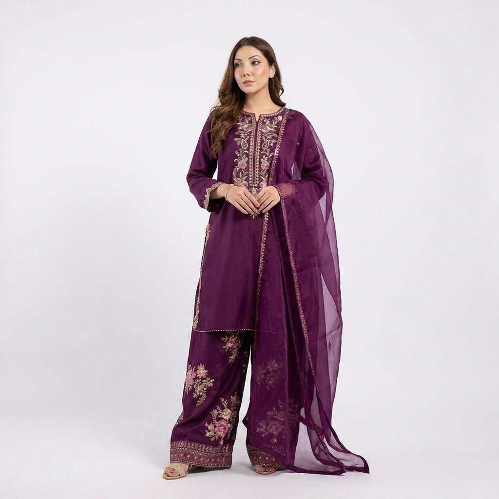 Designer Embroidered Ethnic Suit Set with Dupatta
