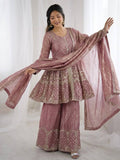 Elegant Embroidered Peplum Sharara Set with Dupatta for Women