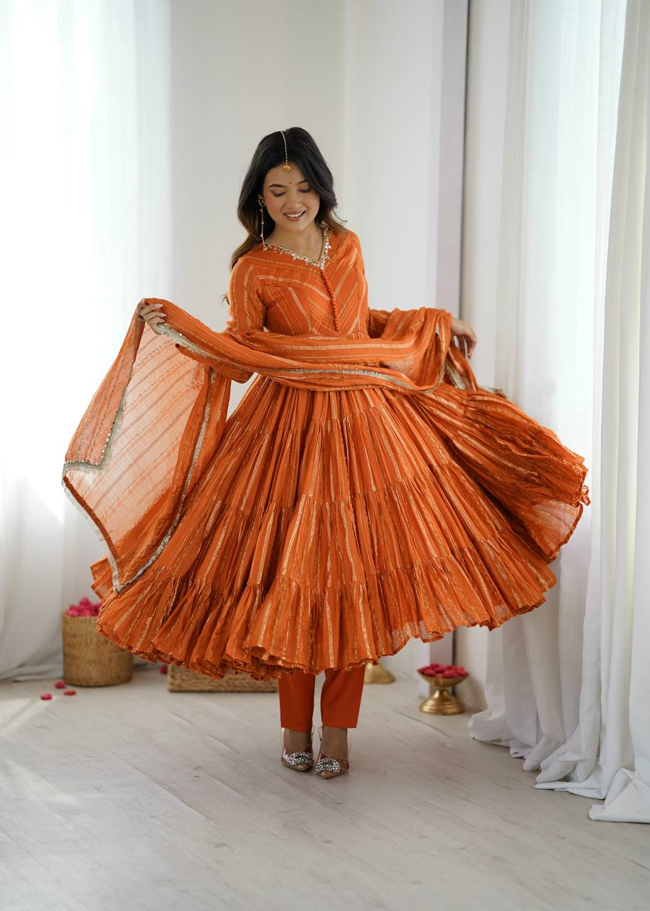 Elegant Flared Anarkali Suit Set with Dupatta for Women