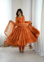 Elegant Flared Anarkali Suit Set with Dupatta for Women
