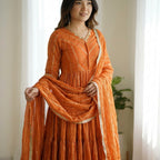 Elegant Flared Anarkali Suit Set with Dupatta for Women