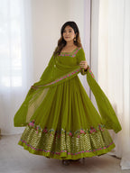 Embroidered Georgette Blend Anarkali Set For Women