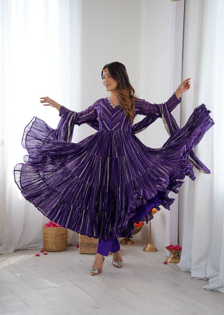 Elegant Flared Anarkali Suit Set with Dupatta for Women
