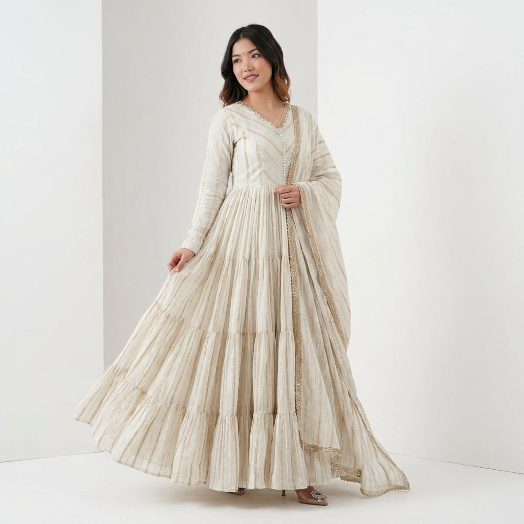 Elegant Flared Anarkali Suit Set with Dupatta for Women