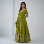 Embroidered Georgette Blend Anarkali Set For Women