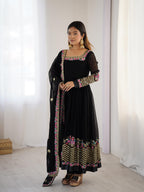 Designer Embroidered Anarkali Gown Set with Dupatta for Women