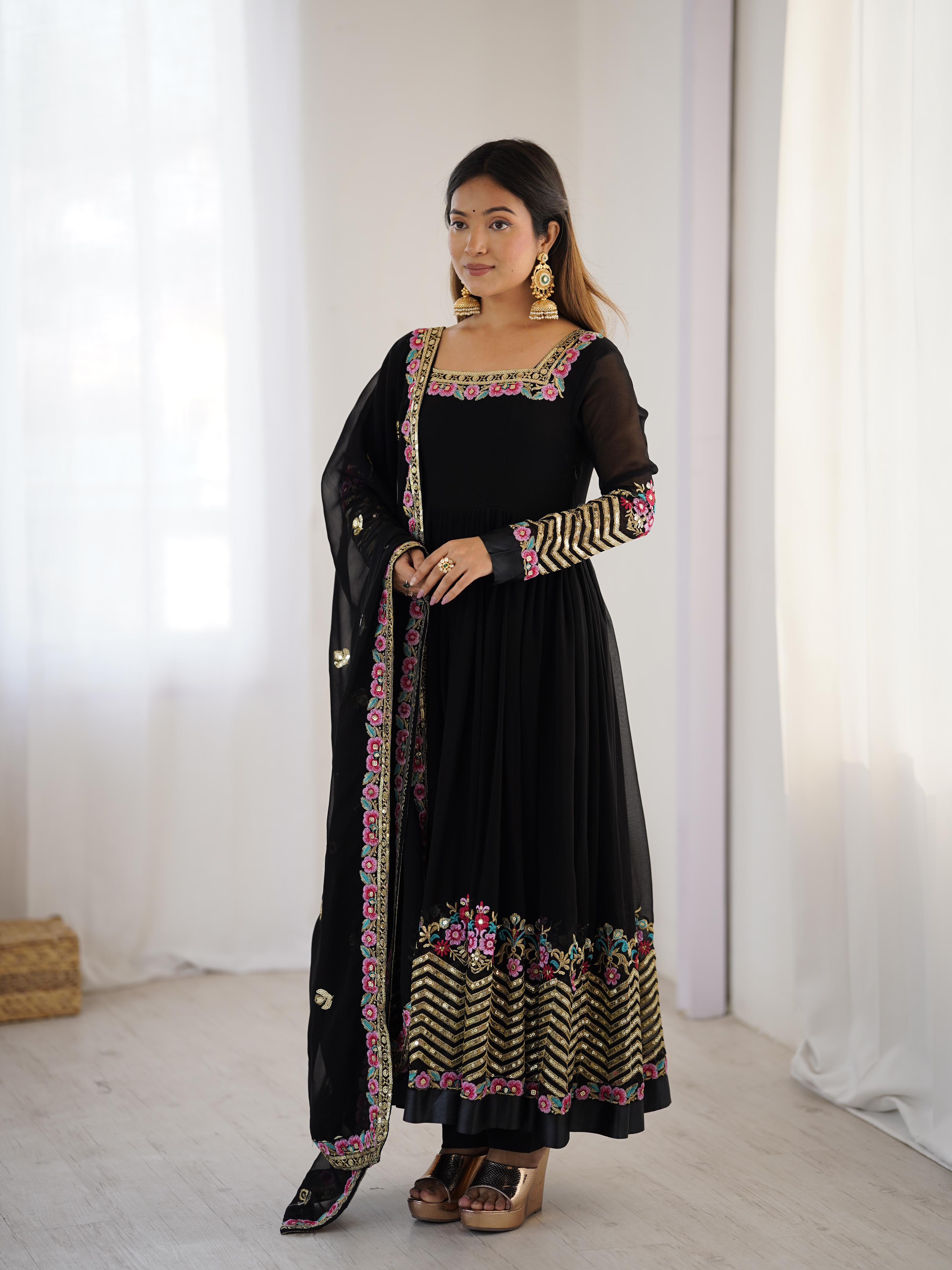 Designer Embroidered Anarkali Gown Set with Dupatta for Women