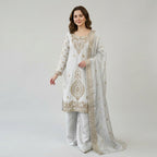 Luxury Embroidered Straight Kurta Palazzo Set with Dupatta for Women