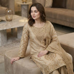 Luxury Embroidered Straight Kurta Palazzo Set with Dupatta for Women