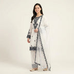Elegant Embroidered Cotton Suit Set with Dupatta for Women