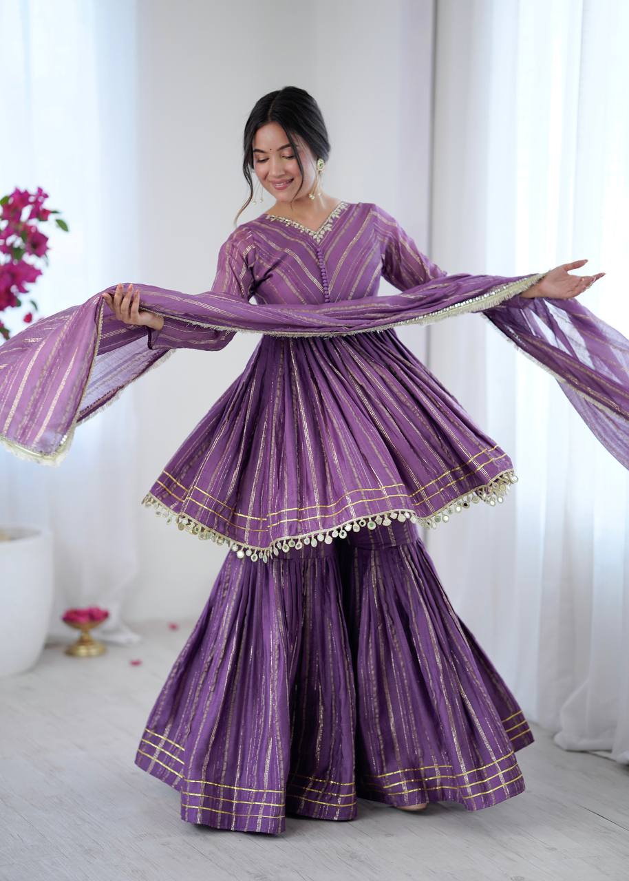 Designer Peplum Sharara Set with Dupatta for Women