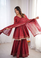 Designer Peplum Sharara Set with Dupatta for Women