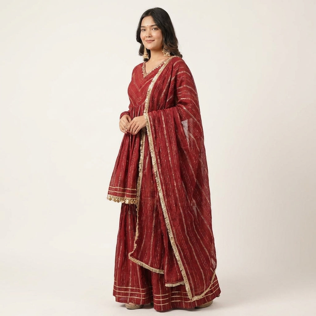 Designer Peplum Sharara Set with Dupatta for Women
