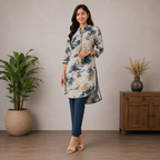 Avery Blue Abstract Print Everyday Kurti