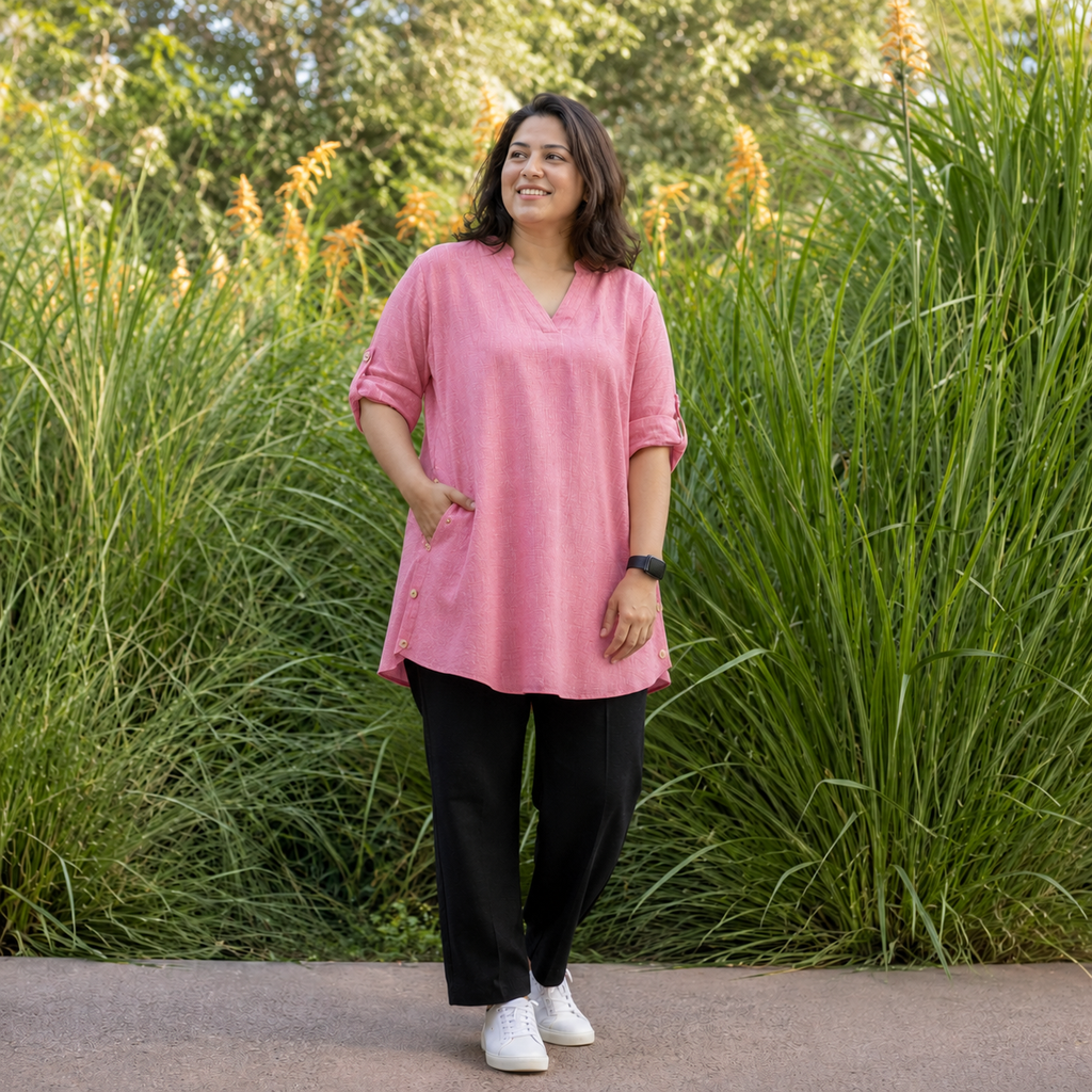 Blush Pink Everyday V-Neck Women Tunic
