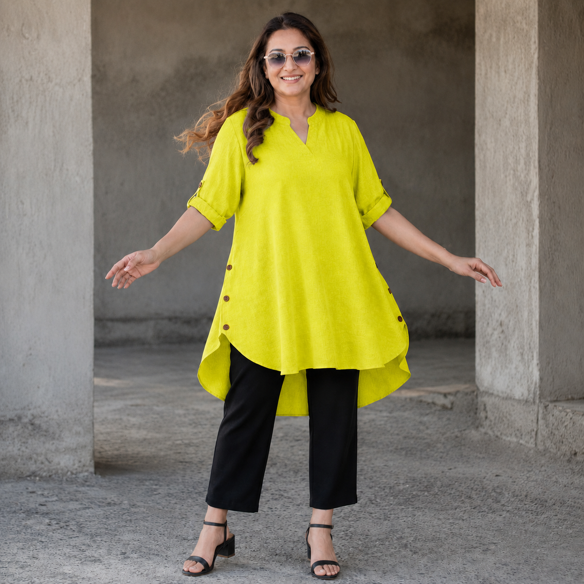 Neon Lime Everyday Comfort Women Tunic