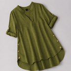 Olive Green V-Neck High-Low Women’s Tunic Top