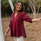 Maroon Everyday V-Neck Tunic for Women