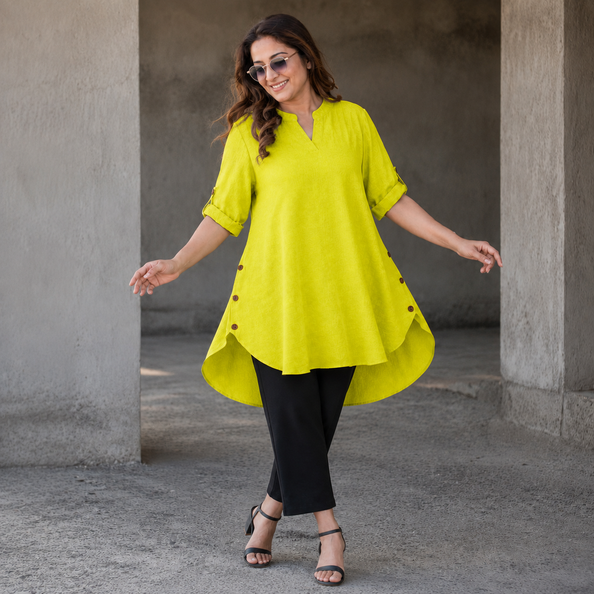 Neon Lime Everyday Comfort Women Tunic