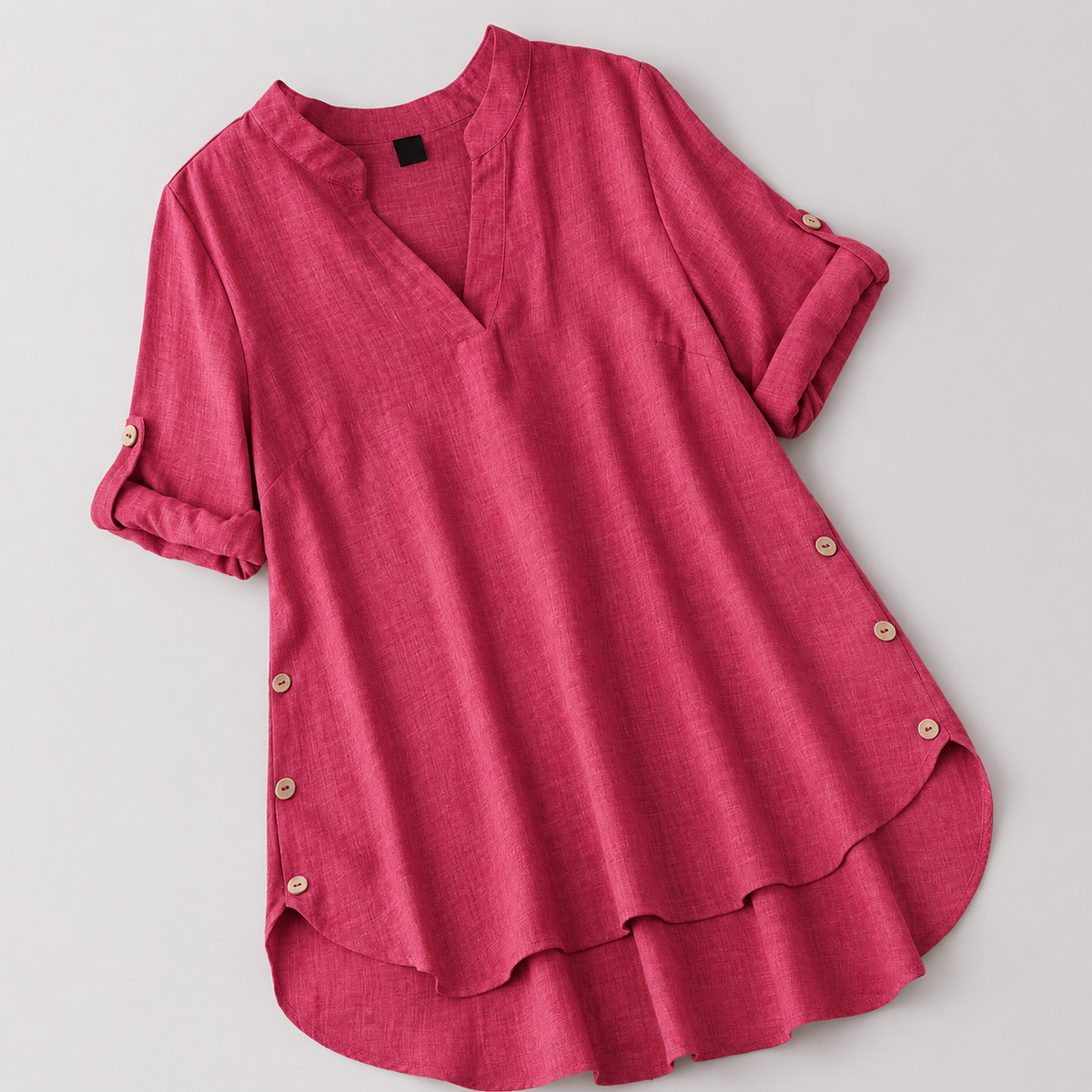Raspberry Pink V-Neck High-Low Women’s Tunic